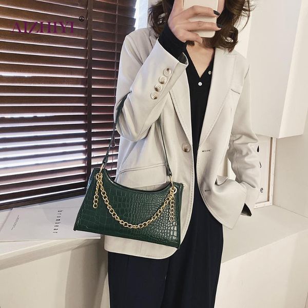 

леди люкс сплошной цвет сумки на ремне женщины ретро аллигатор pattern chain сумки высокого качества женщины кожа pu top-ручки сумки