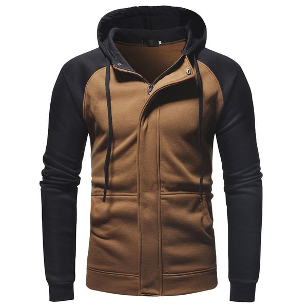 

casual open zipper hooded sweatshirt men spring autumn fashion slim hoodies sweatshirts male england style, Black