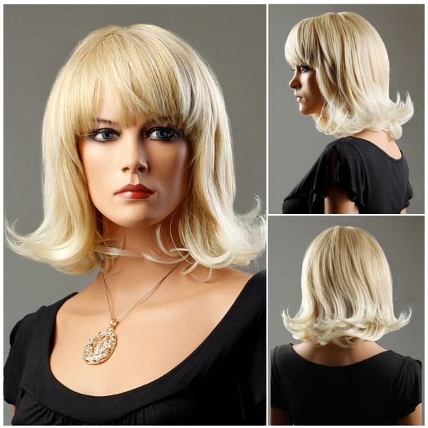 Short Hair Wigs Straight Bangs Tail Curly Wigs Heat Resistant