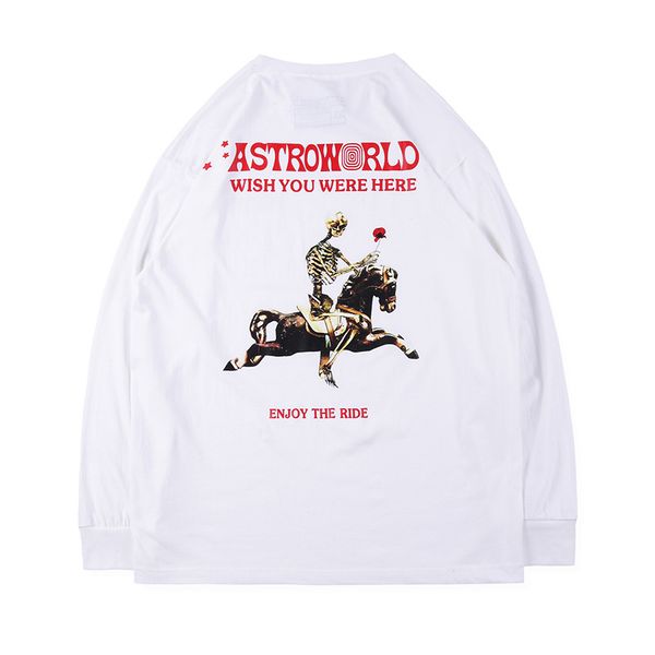 

mens designer t shirts fashion brand travis scott astroworld season pass casual t-shirt cotton round neck long sleeve, White;black