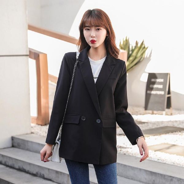 

women's suits & blazers spring autumn chevrolet blazer for women slim fit casual suit retro temperament jacket plus size feminine coat, White;black
