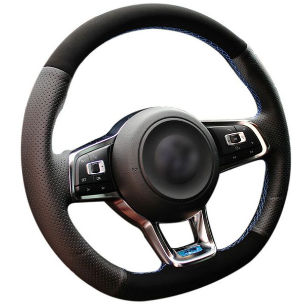 

customized alcantara steering wheel stitch on wrap cover for vw golf 7 gti