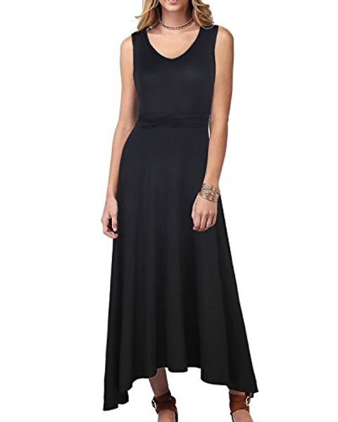 

ouges womens long sleeve v-neck wrap waist maxi dress, Black;gray