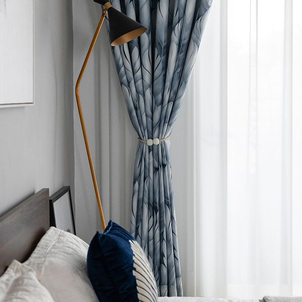 

curtain cloth modern minimalist curtain double-sided light-printed curtains for bedroom and for living room