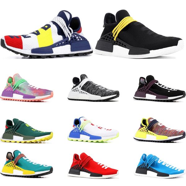 

2019 designer human race hu trail pharrell williams running shoes nerd black cream holi trainers mens women sports runner sneaker size 36-47