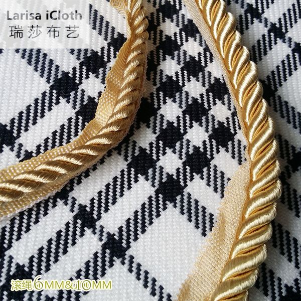 

quality gold rope sofa chair pillow embroidery thread core three strands decorative accessories 6/10 mm diameter sell by 5m/bale, Black;white