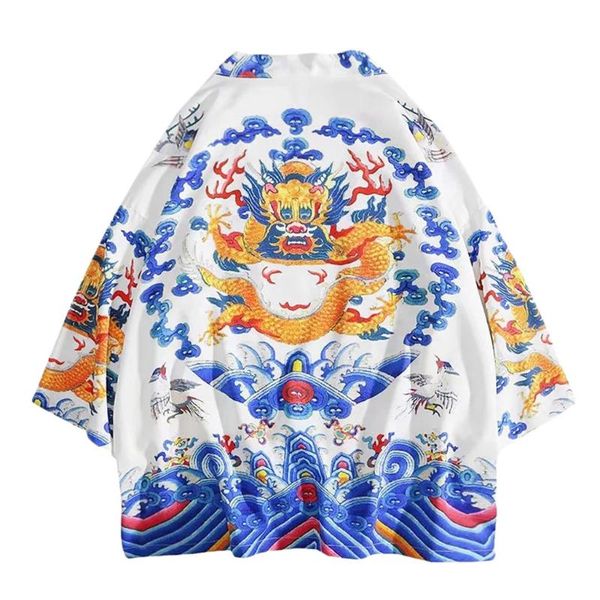 

harajuku мужчины топы кимоно кардиган пальто лето весна одежда любителей куртка индивидуальность печати блузка для мужчин верхняя одежда 201, Red