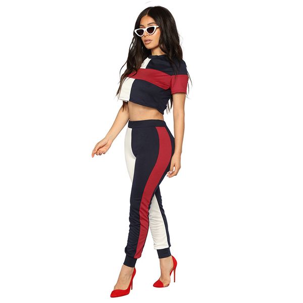 

designer panelled womens two piece pants short snd long pants 2pcs sets fashion summer clothes, White