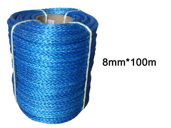 

8mm x 100m synthetic winch line uhmwpe fiber rope for 4wd 4x4 atv utv boat recovery offroad