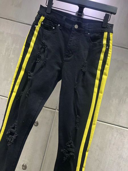 2019 Top Quality Fashion New Style Men S Denim Black Jean Yellow