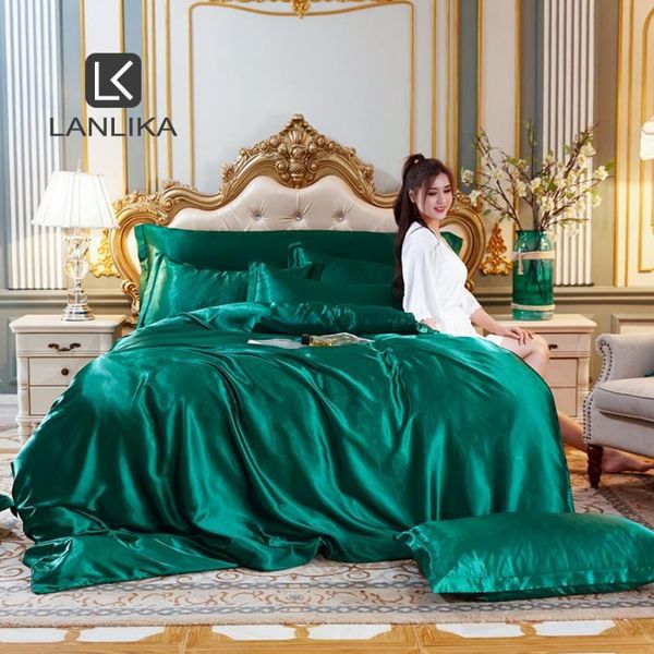 

parkshin green 100% silk women beauty bedding set healthy skin duvet cover euro bedspread  king bed linen home textiles