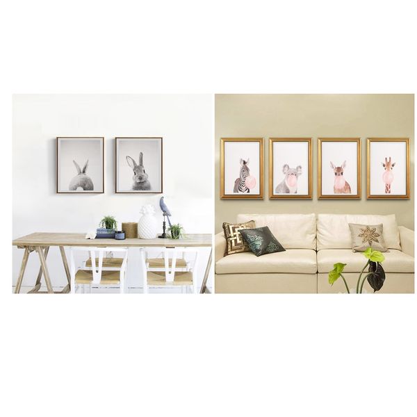 

6pcs canvas oil cute animal paintings wall decor artwork hanging posters