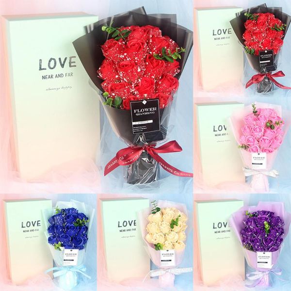 

artificial flowers rose box valentine's day diy soap flower gift box small bouquet wedding home festival decoration gift