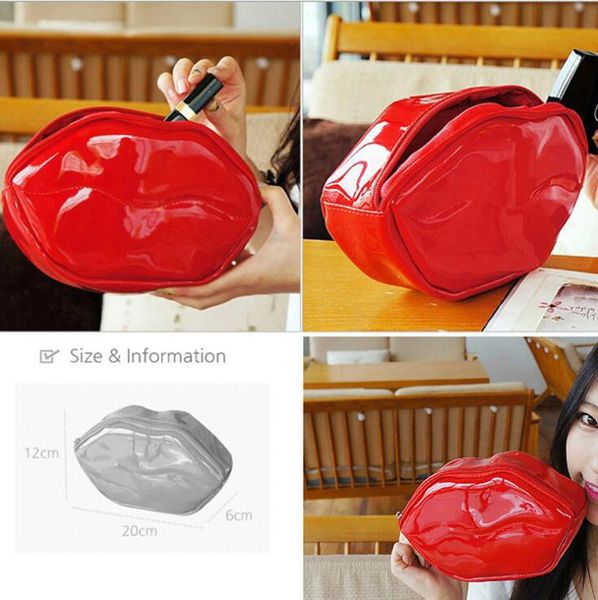 

creative lips makeup bag women fashion handbags large capacity cosmetic bags fashion adhesive pu change purse