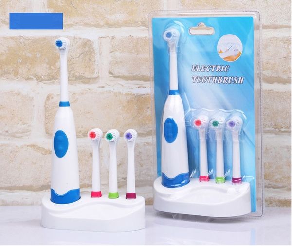 

rotation battery electric toothbrush 4 pcs replacement soft brush head revolving teeth electric brush for family oral hygiene