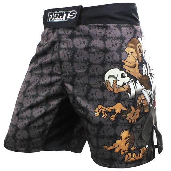 

шорты новые мужские печати обезьяна mma короткие колено длина fight grappling мужчины шорты полиэстер, White;black