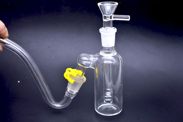 Yüksek kaliteli mini Cam Bong Kül Catchers Cam Saman Tüp ile 14mm 14.4mm J-Kanca Adaptörü Plastik Su Kuyuları için Keck Klipler