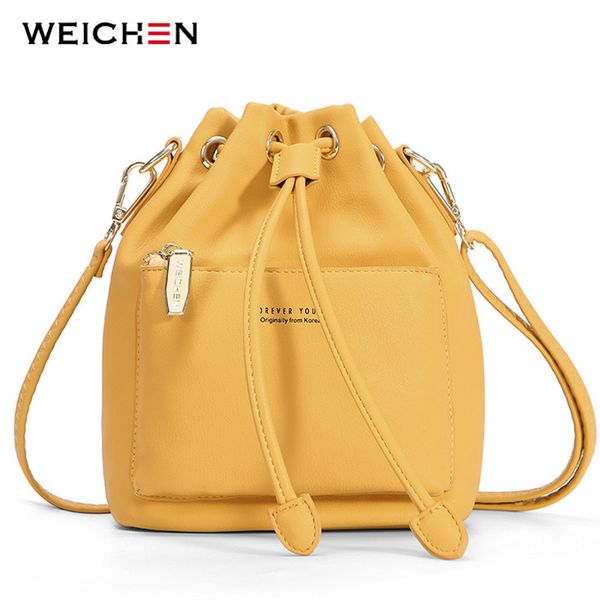 

weichen small bucket shoulder bag women drawstring crossbody bag female messenger bags ladies synthetic leather handbag sac