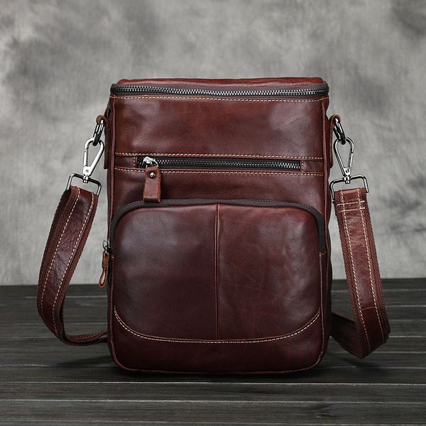 

2019 unique design oil waxing cow leather fashion men's crossbody bag retro real cowhide shoulder bag man messenger bags