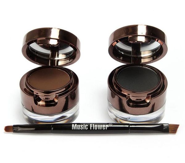 

2 in 1 music flower fascinated eyebrow +eyeliner cream makeup palette waterproof black brown natural eye liner cosmetics set