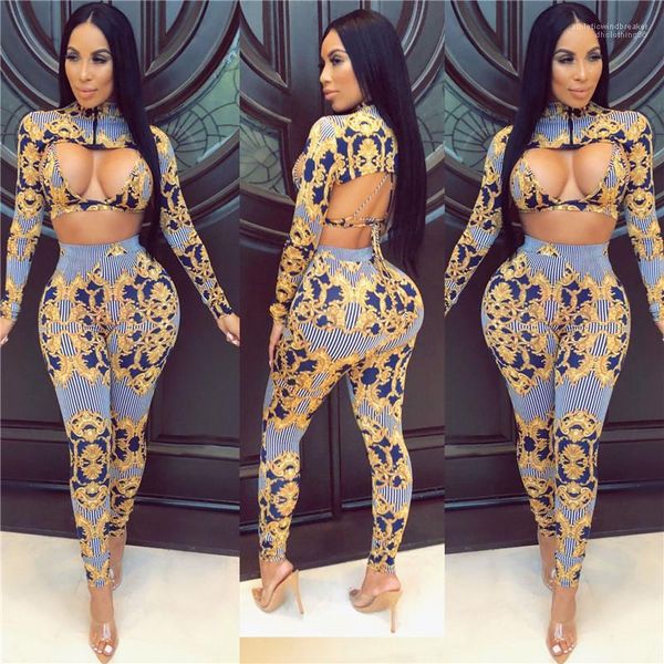 

mulit print hollow out long pants womens 2pcs sets casual females clothing womens designer 2pcs sets fashion, White