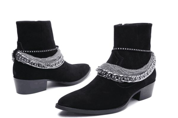 

persional high fashion ankle boots new list factory outlet genuine leather rock boots, Black