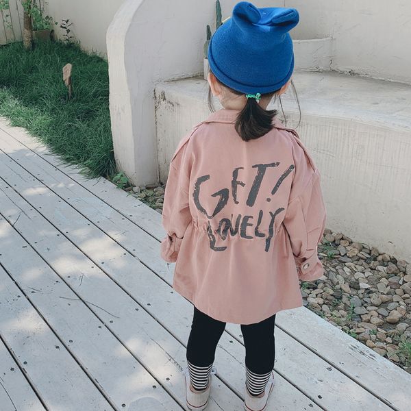 

kids jackets 2019 autumn spring new boys girls back letter pocket windbreaker infantil costumes solid color children's clothing, Blue;gray