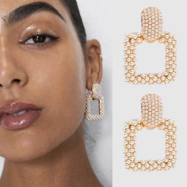 

flatfoosie za crystal earrings 2019 handmade boho simulated pearl statement earrings for women wedding party gifts bijoux, Silver