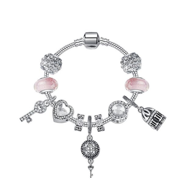 

murano glass charm bracelets bead christmas pink bubble beads cz crystal charms dangle for women original diy jewelry style fit pandora, Black