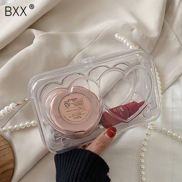 

bxx] pearl chain design bags for women 2020 fashion transparent crossbody shoulder messenger bag female handbags purses hl753