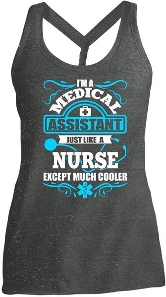 

assistant ladies twist back tank, like a t shirt men women t shirt, White;black