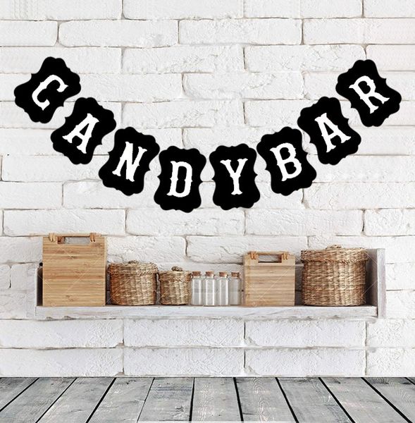 

candy bar bunting banner signs candy buffet for vintage wedding baby shower birthday party evening party sweet table decor