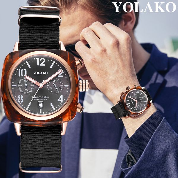 

2019 luxury temperament square dial canvas watches men relogio masculino quartz wristwatches business watch brand saat reloj, Slivery;brown