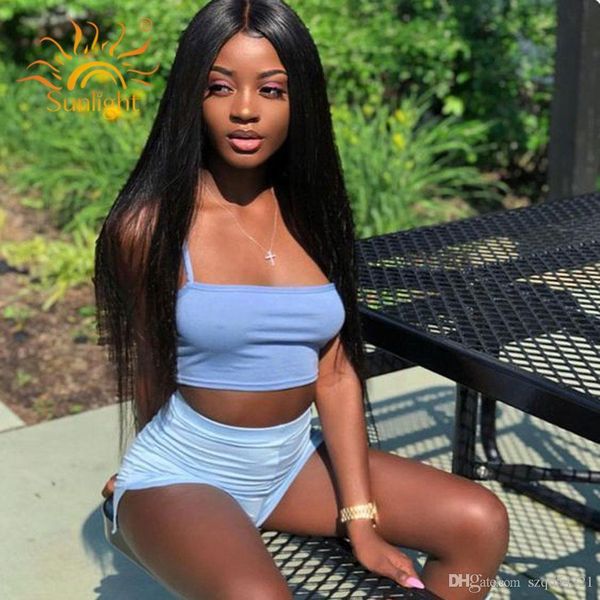 

straight lace front human hair wigs glueless peruvian wigs with baby hair pre plucked sunlight remy hair wig, Black