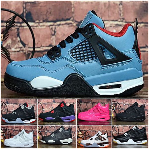 

kids basketball shoes j4 4s white cement bred fire red sports sneakers jack4awa, Black