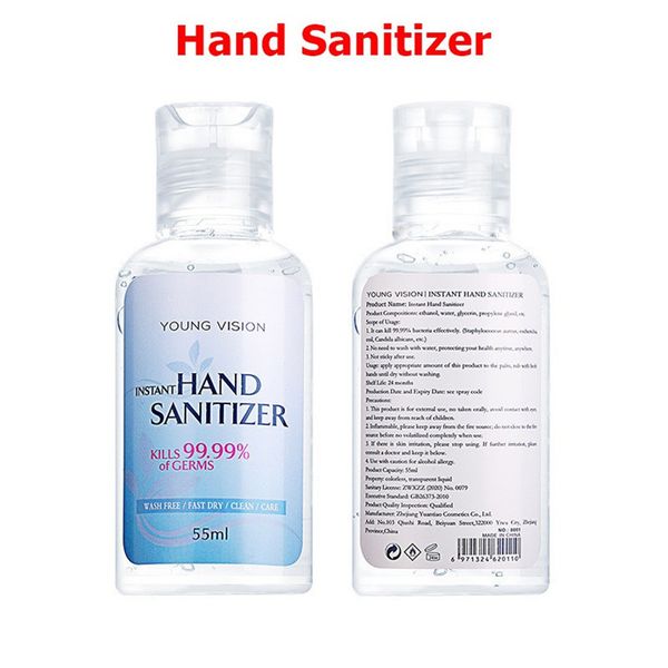 

55ml Портативный дезинфицирующее средство для рук Гель для рук Мыло Увлажняющие Дезинфекция Антибактериальная Одноразовая Wash Free Hand Cleasing Гель Free DHL