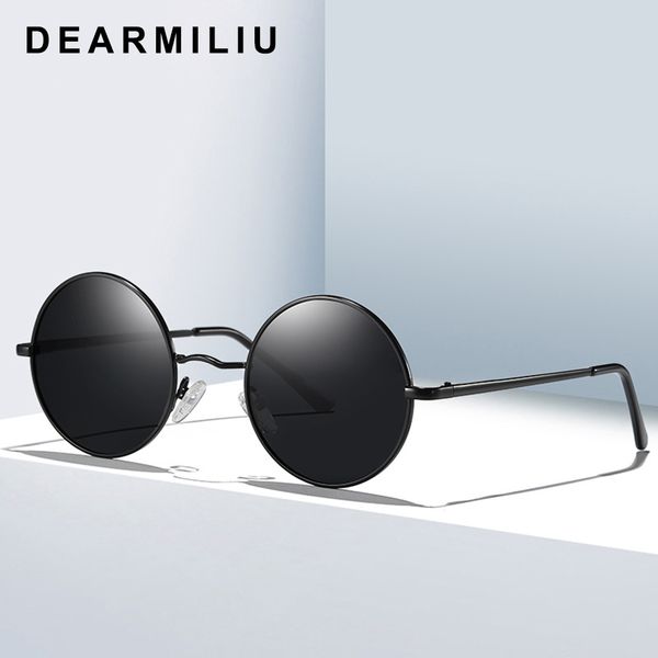 

dearmiliu design retro polarized sunglasses women driving alloy frame round mirror sun glasses uv400 gafas de sol for ladies, White;black