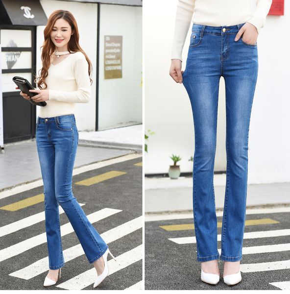 

the blue han edition show thin black straight jeans women age season new big yard stretch loose long straight women's pants