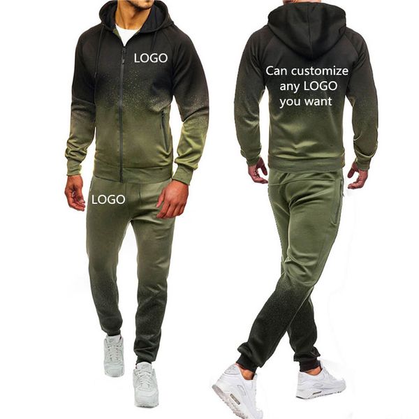 

gradient color hoodies men custom logo car anime funny print mens streetwear zipper jacket harajuku sweatshirt sweatpants suit, Black