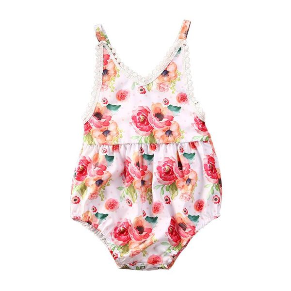 

summer baby girl clothes sleeveless tassel flower print romper jumpsuit one-piece outfit sunsuit 0-24m, Blue