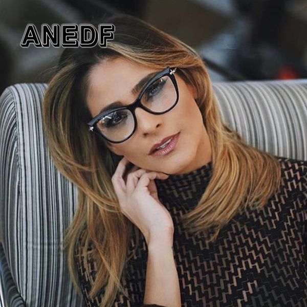 

anedf cat eye glasses frames men women brand designer optical eyeglasses fashion computer glasses eyeglasses frame, Black