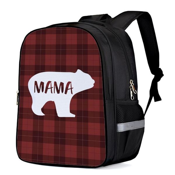 

mothers day white bear checkered background simple student schoolbag boys and girls backpacks fashion backpacks