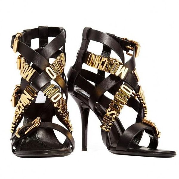 

cut letter out gold gladiators women stiletto heel peep toe summer sandals evening party pumps feminino high qulity