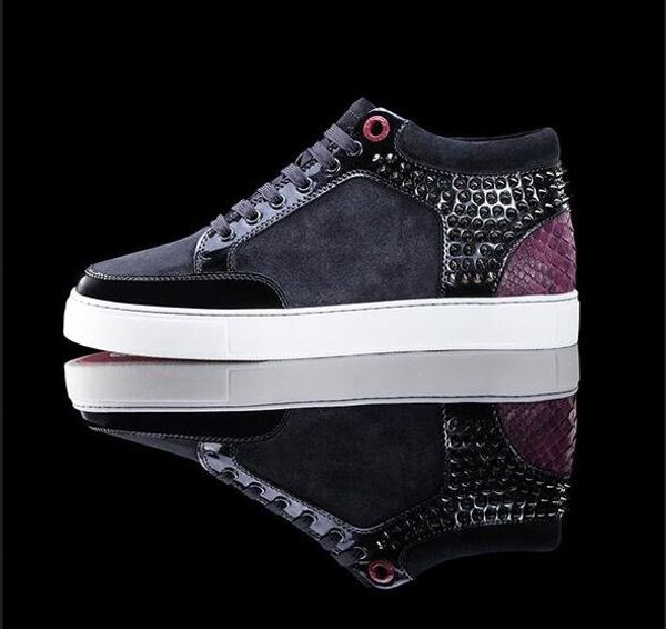 

good quality arrival royaums grey suede snake leather high junior men sneakers good quality 39-46, Black