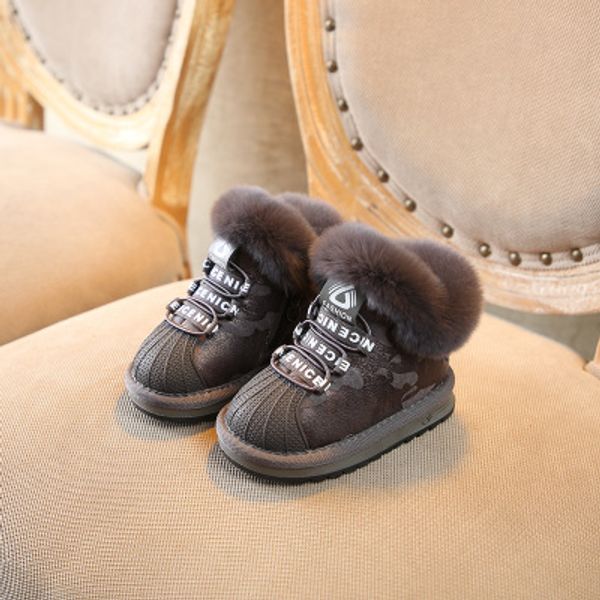

kids fashion snow boots boys and girls new camouflage cotton shoes youth shell-toe flats warm keeping boots 2019 trend, Black;grey