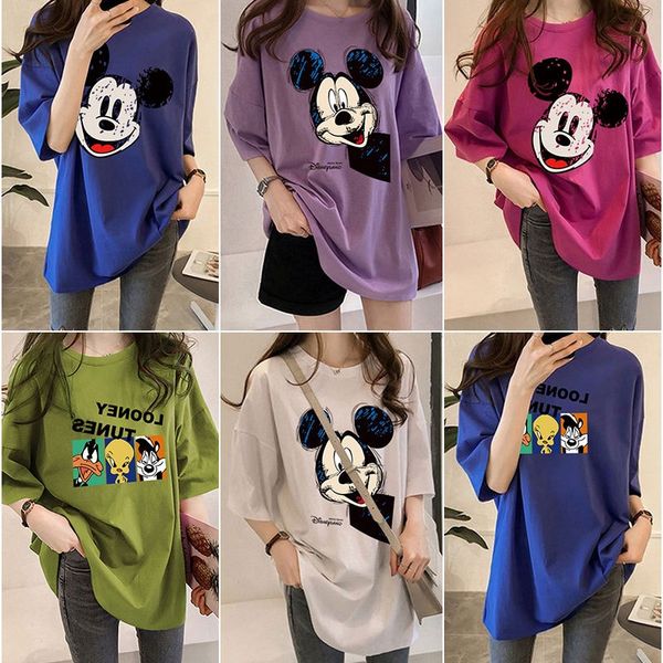 

official p# medium and long printed short-sleeved coat t-shirt coat t-shirt women's fashion 2020 students wear jacket lazy wind, White