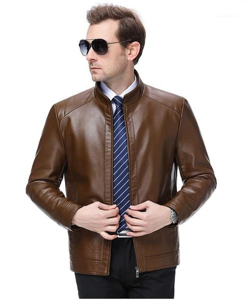 

mens single jackets casual lapel neck hommes outerwear winter mens designer leather coats stand collar long sleeve, Black