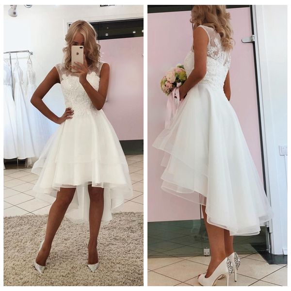 Discount Elegant Scoop A Line Wedding Reception Dress White Ivory