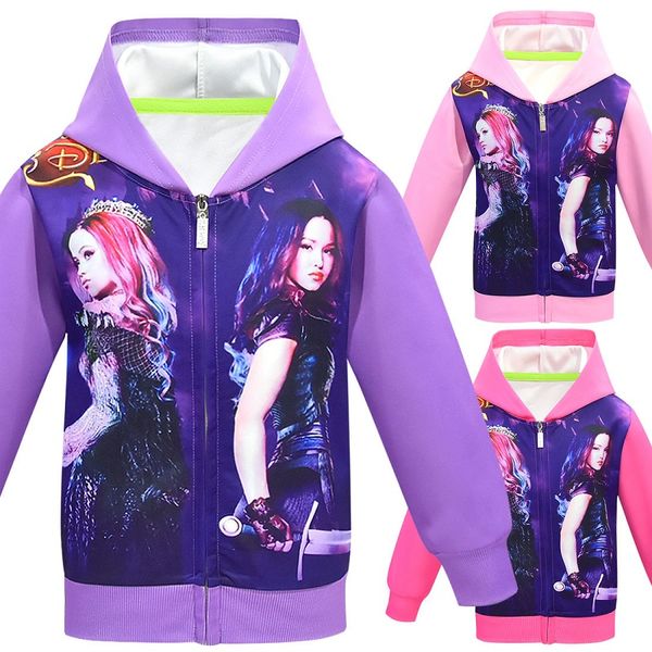 

pink descendants girls zipper jackets cosplay kids hoodies casual coats 2020 new sweatshirts party sport outwear costume 3-11t, Blue;gray