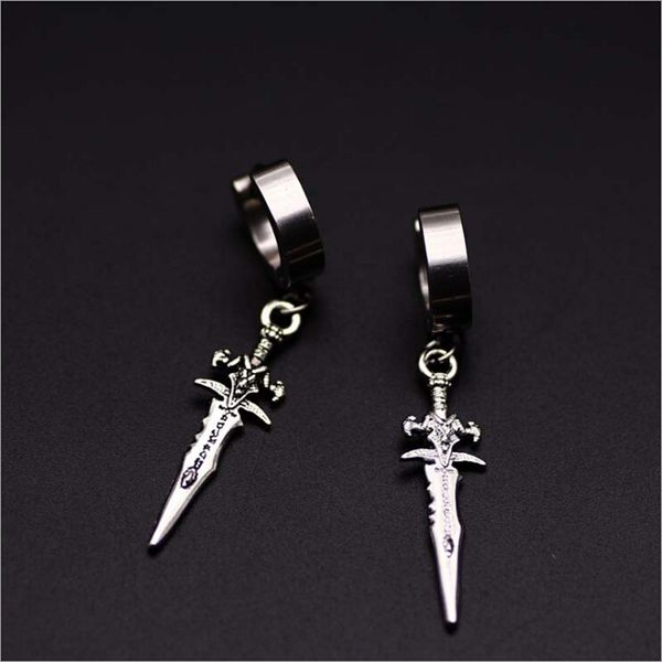 

original unique mens single spike stainless steel earring,guys jewellery,accessory, hipster, grunge style, punk, dagger earrings, Golden;silver